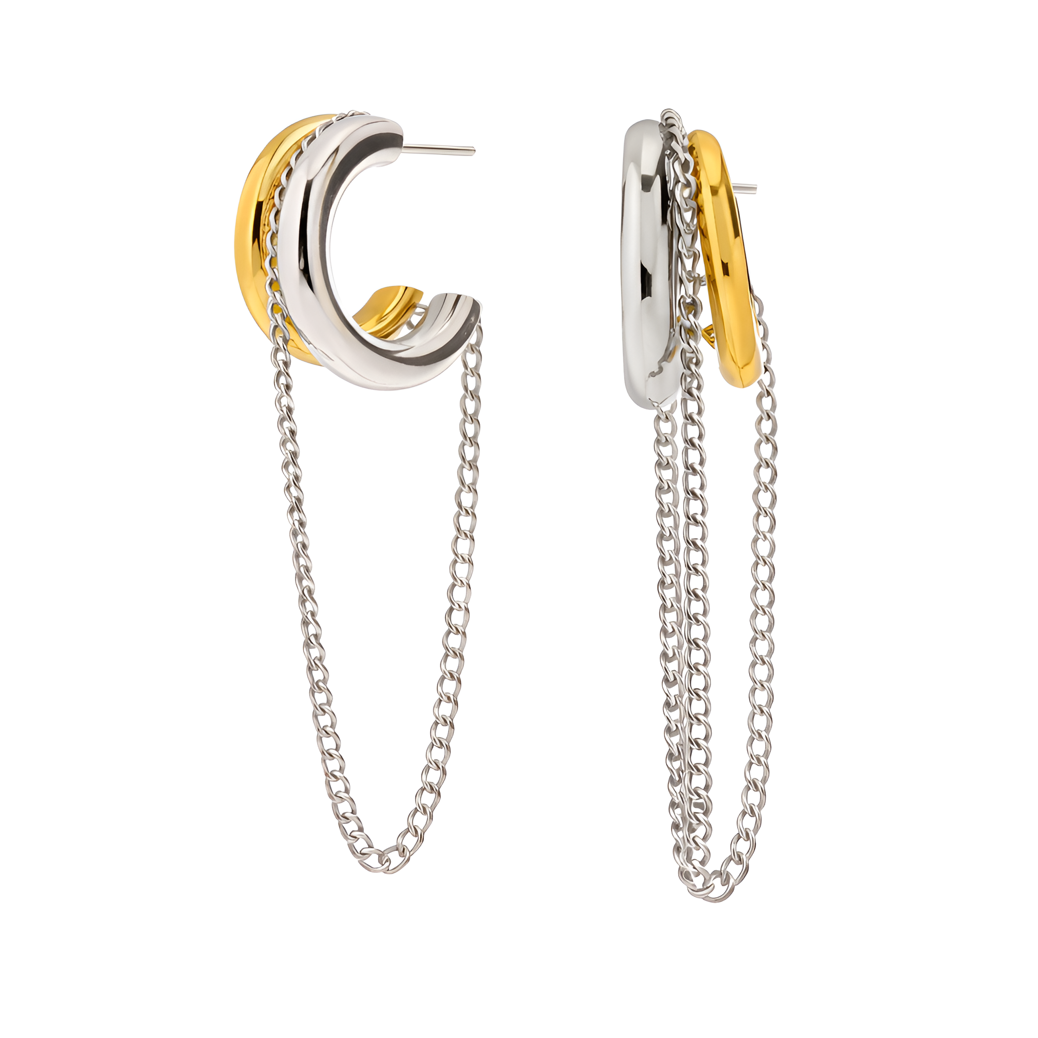 Curved Tassel Chain Earrings