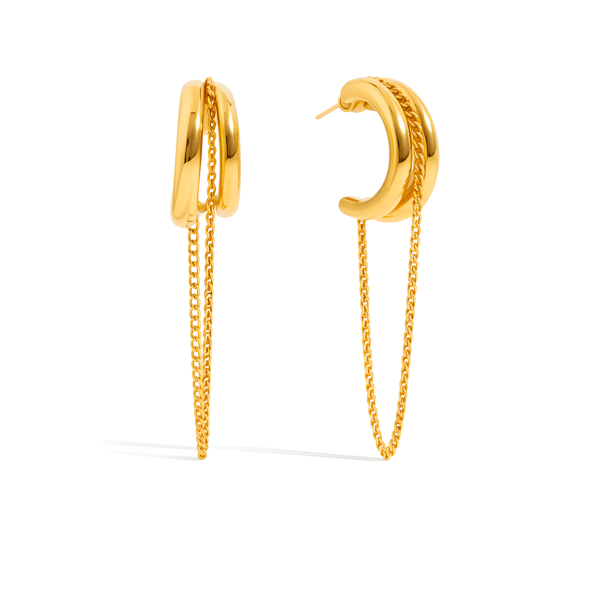 Curved Tassel Chain Earrings