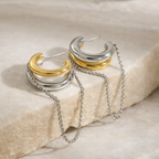 Curved Tassel Chain Earrings