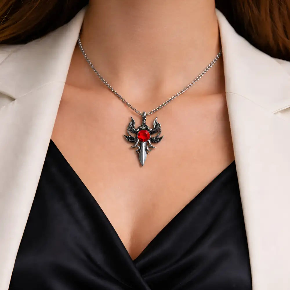 Gemstone Dagger Necklace