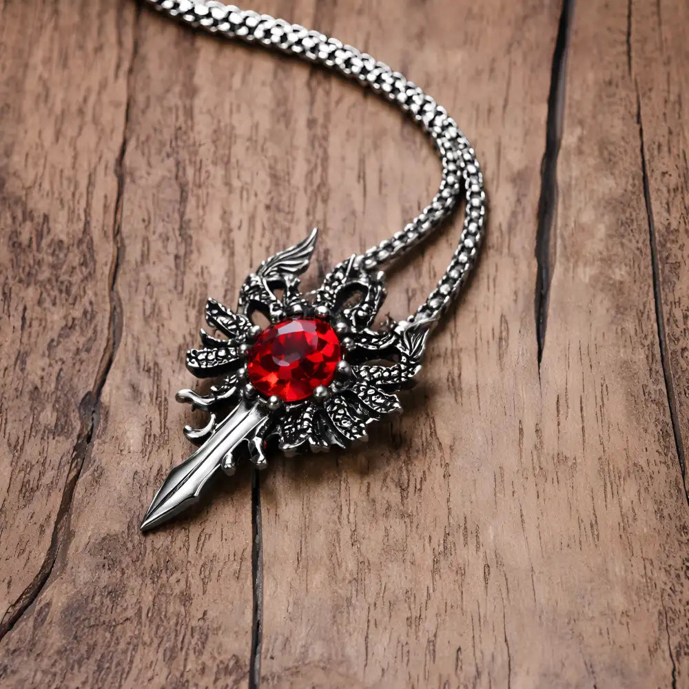 Gemstone Dagger Necklace