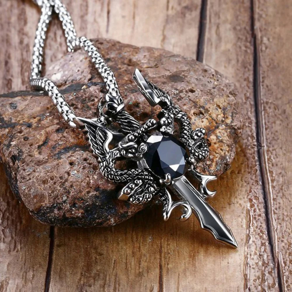 Gemstone Dagger Necklace