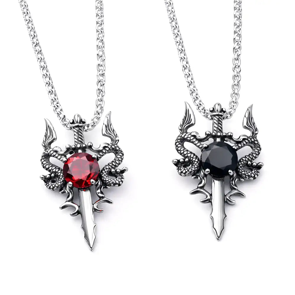 Gemstone Dagger Necklace